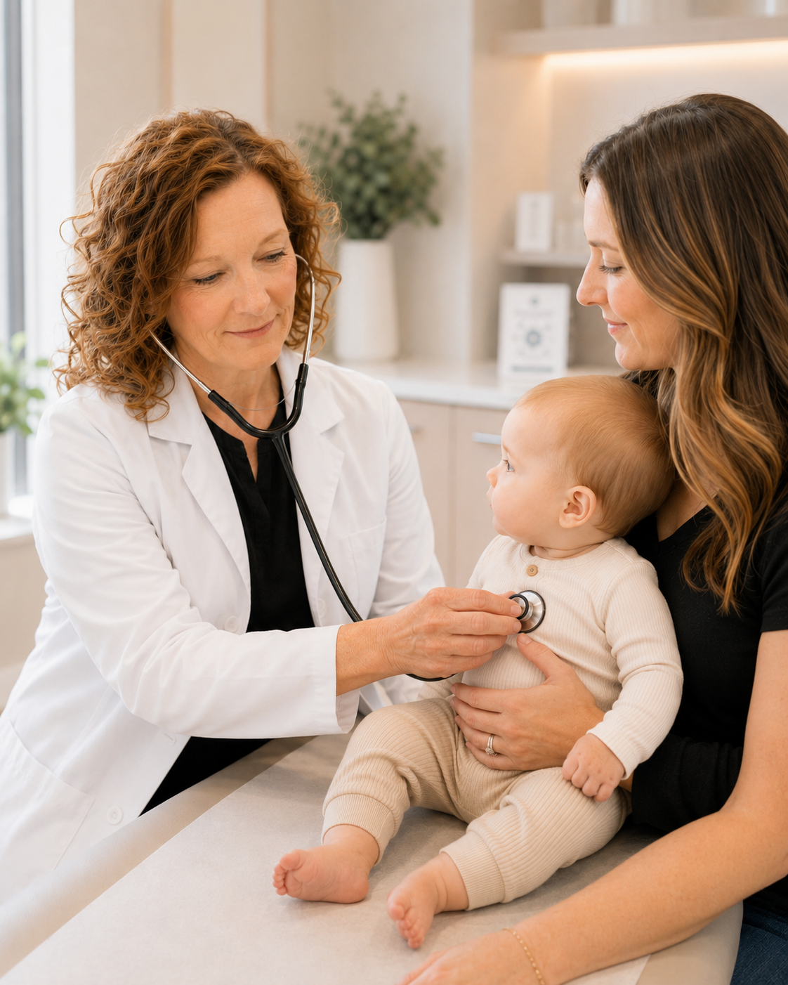 Nurse practitioner with young patient during wellness visit at Evolution Wellness